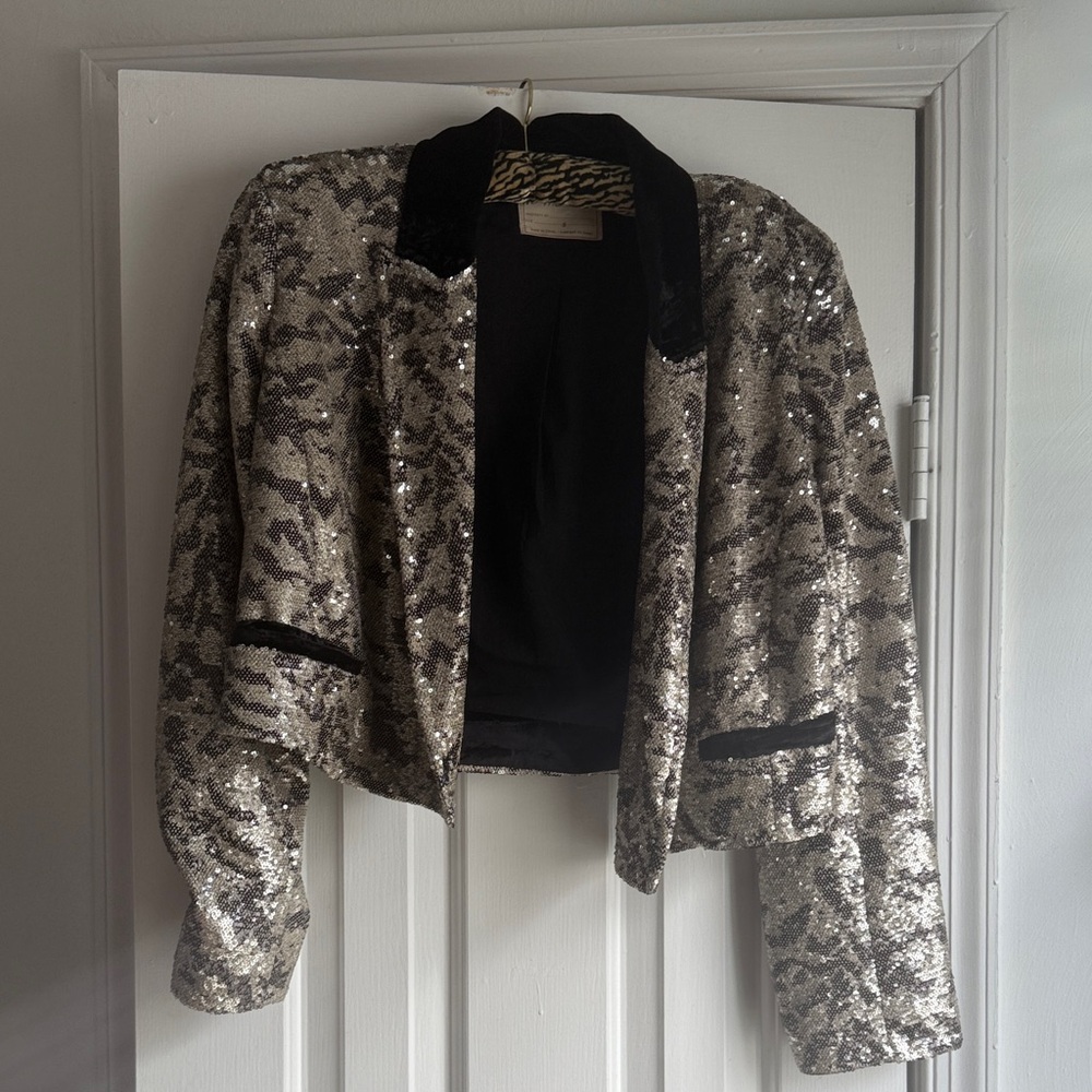 Free People Silver Sequin Blazer